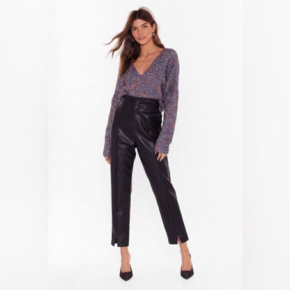 Nasty Gal Tinsel Time Pink Multicolor Sweater Crop V Neck  Size M - Picture 4 of 11